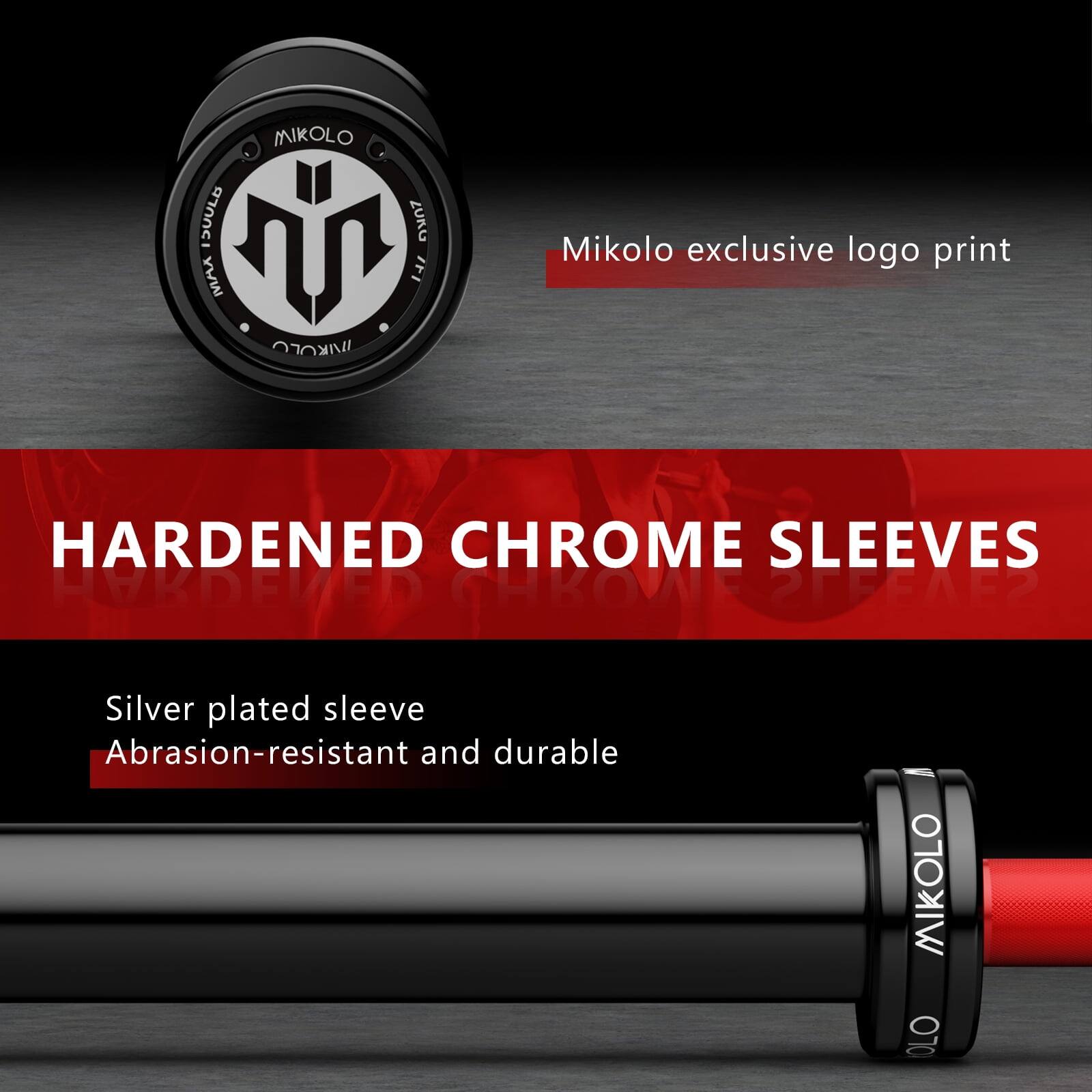 Mikolo exclusive logo print, Hardened Chrome Sleeves, Silver plated sleeve, Abrasion-resistant and durable