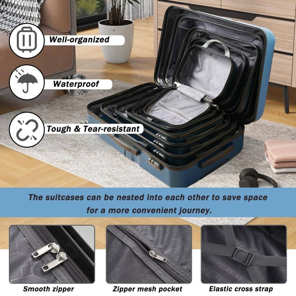 - Well-organized
- Waterproof
- Tough & Tear-resistant

The suitcases can be nested into each other to save space for a more convenient journey.

- Smooth zipper
- Zipper mesh pocket
- Elastic cross strap