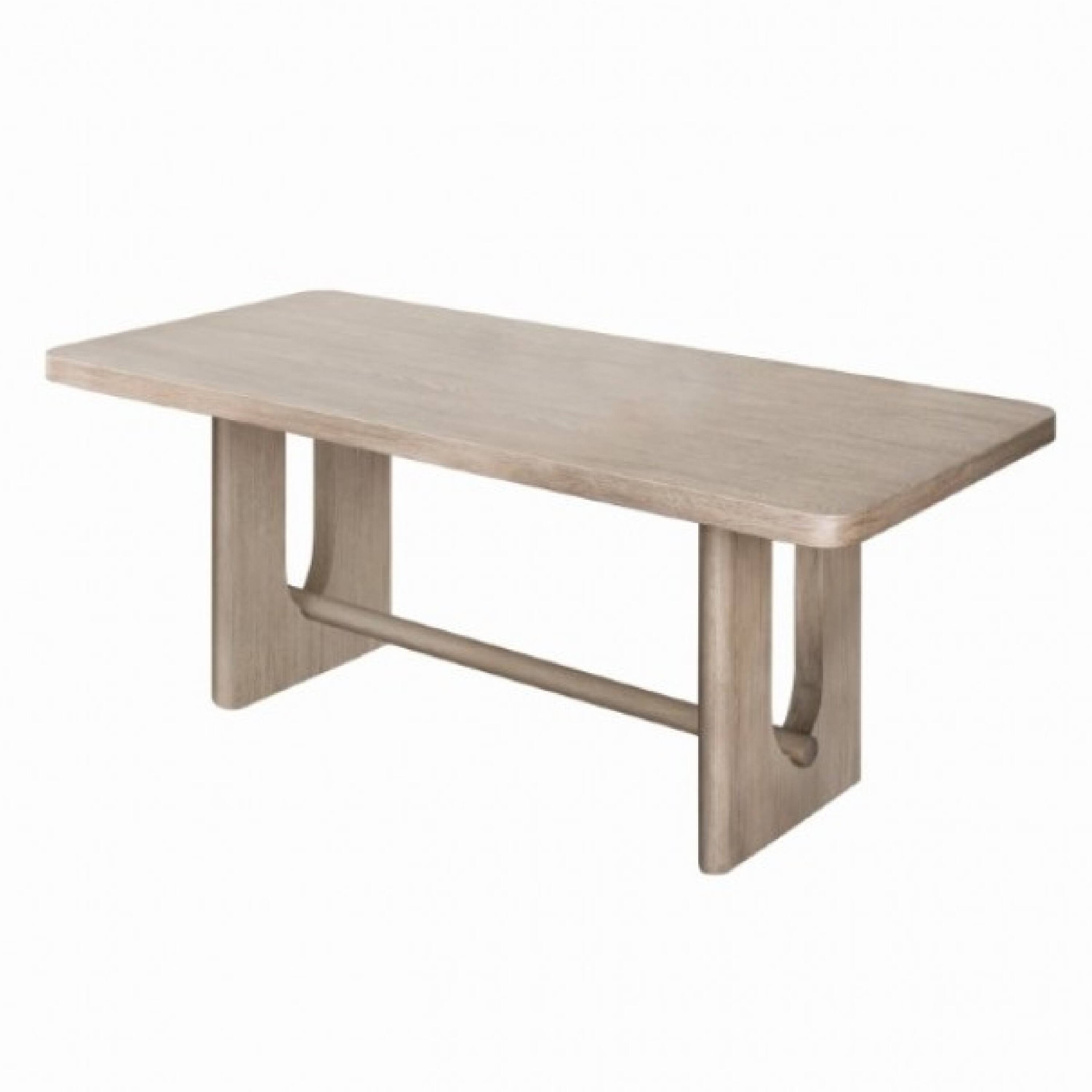 Alt View 1. Manhattan Lane - Zoko Dining Table, Pedestal Base, Classic White Wash Wood 83 Inch - White Wash Oak.