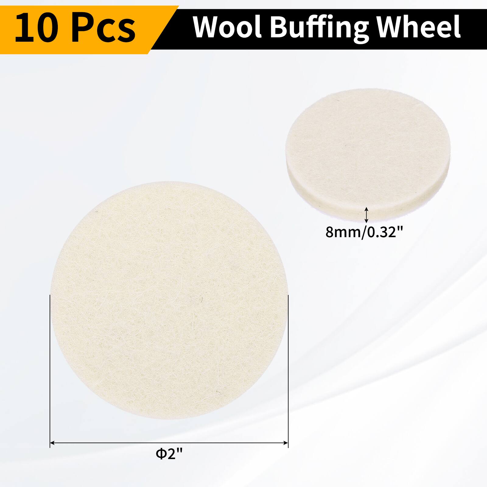 10 Pcs Wool Buffing Wheel 8mm/0.32" 2"