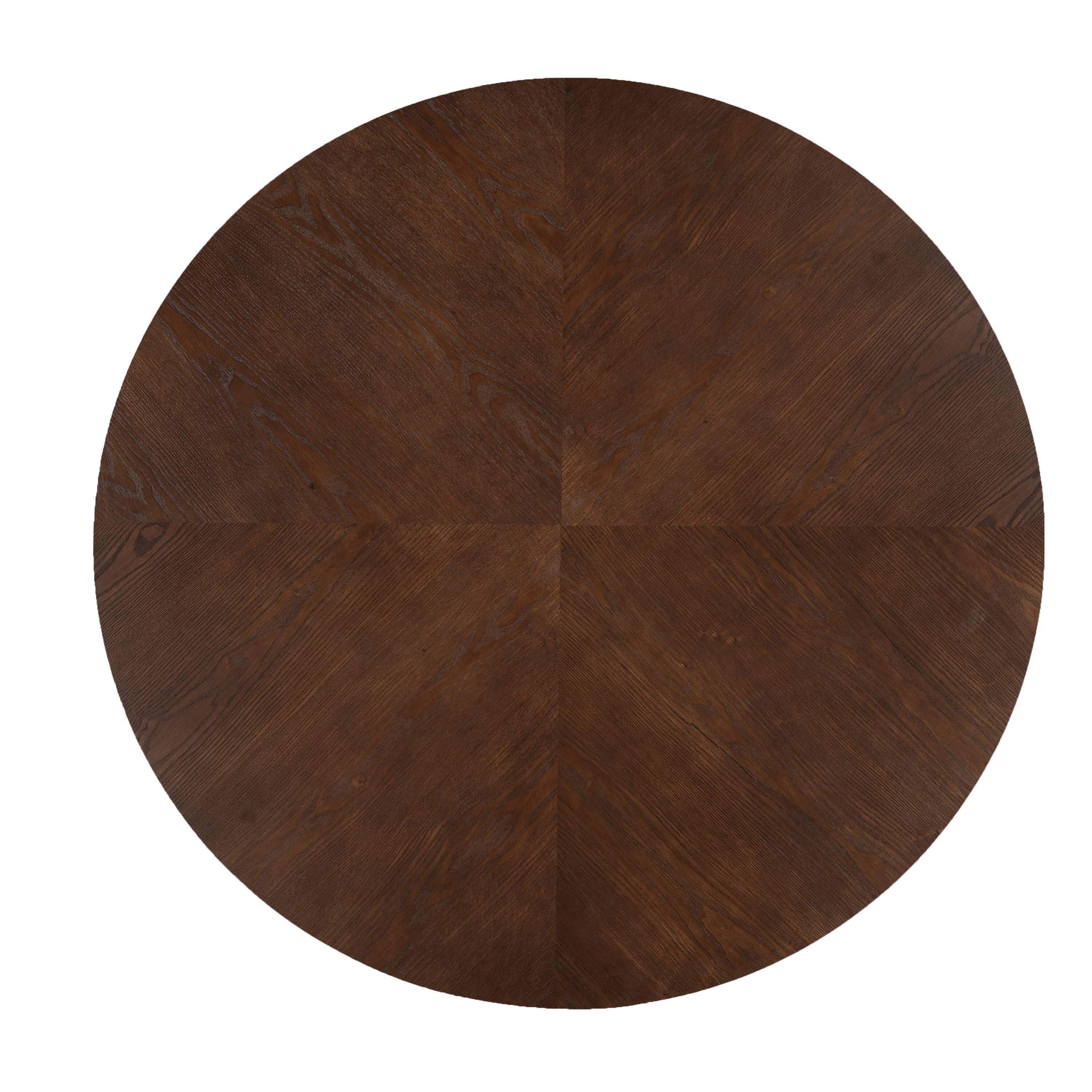 Alt View 3. Loheer - Loheer 47 inch round dining table, walnut pedestal base for four - Walnut.
