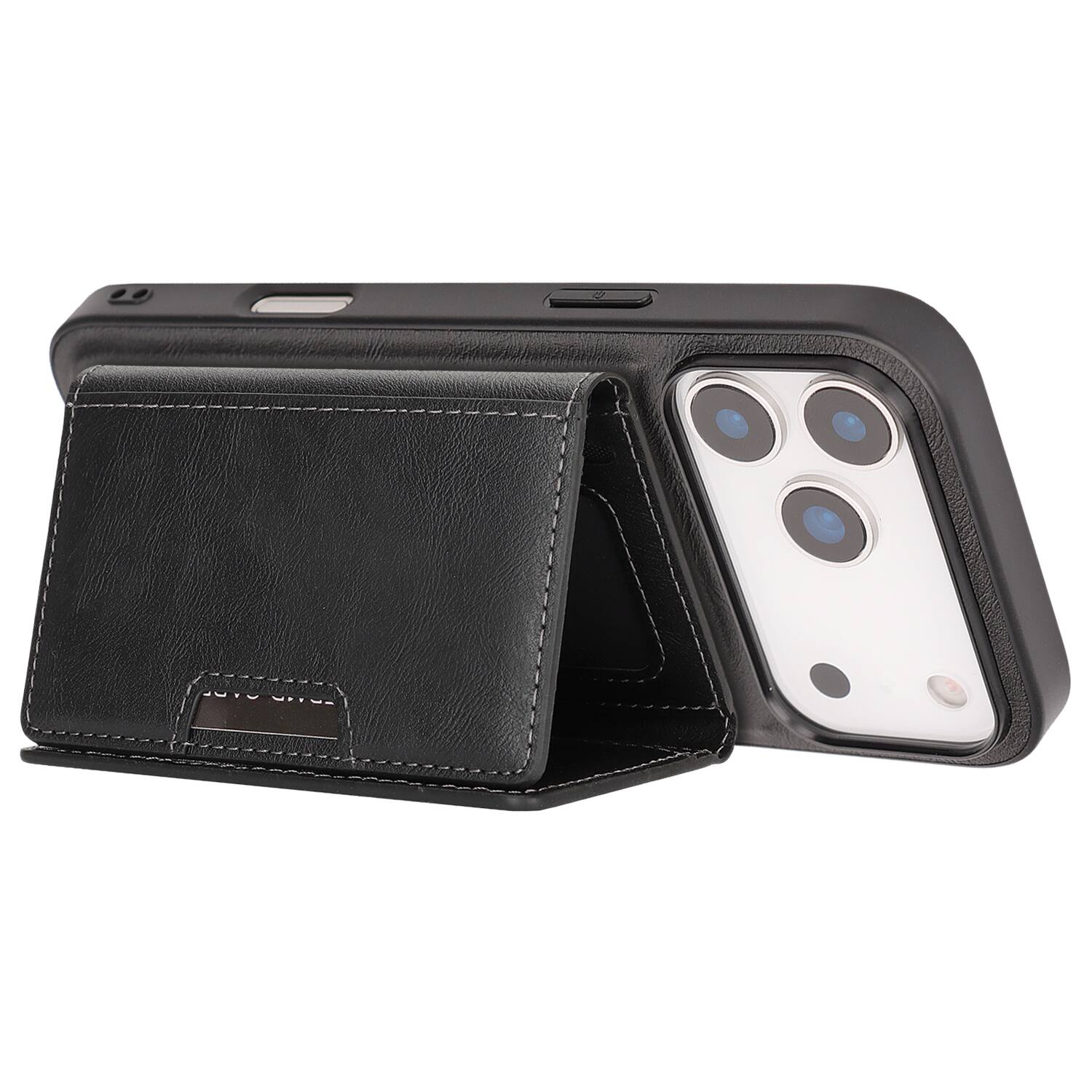 Alt View 2. Dteck - 2-in-1 Magnetic Wallet Case for Apple iPhone 17 Pro Max, Shockproof PU Leather Cover with Detachable 7-Card Holder - Black.