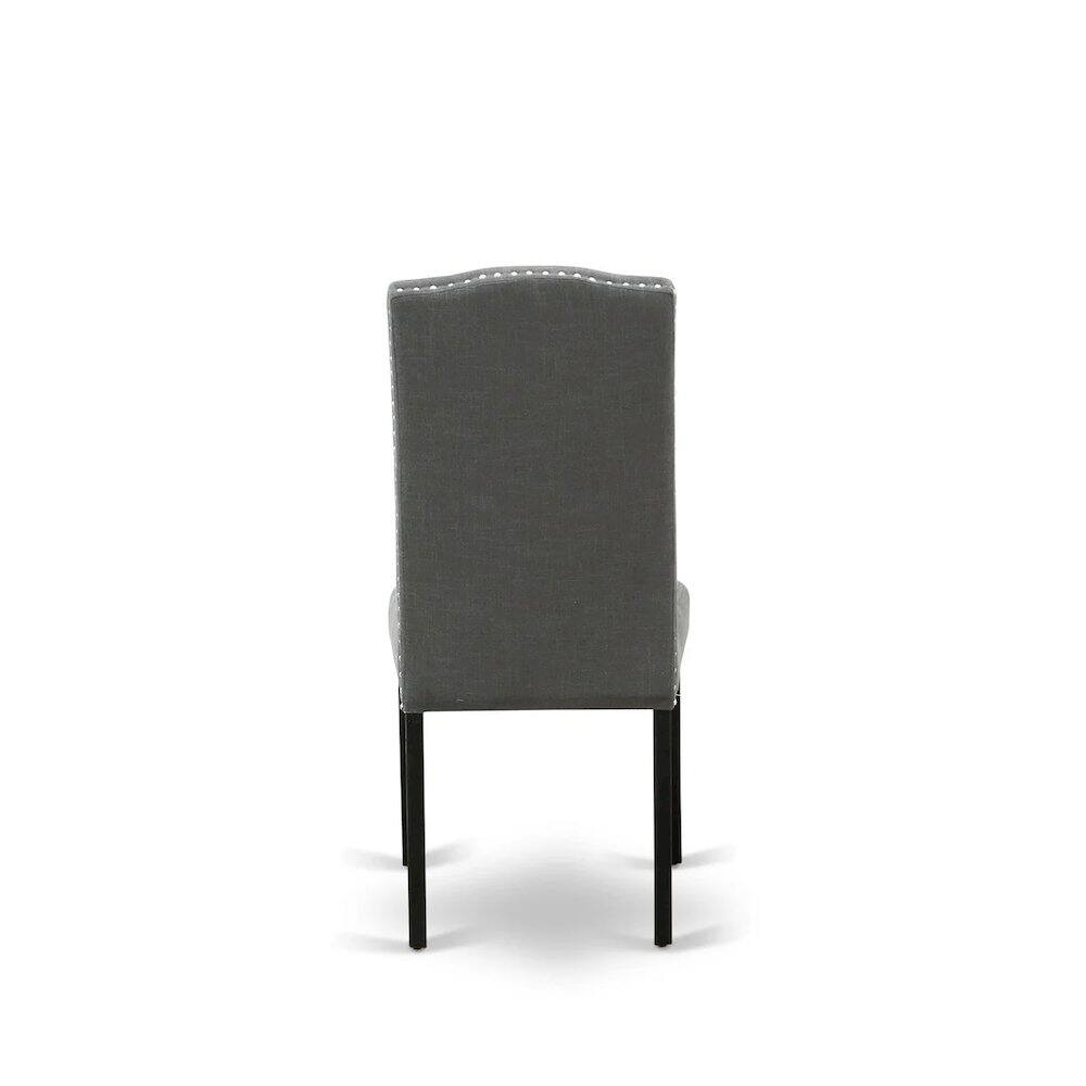 Alt View 1. East West Furniture - 7 Piece Modern Dining Table Set Consist of a Rectangle Wooden Table and 6 Dark Gotham Linen Fabric Upholstered Chairs - Black.