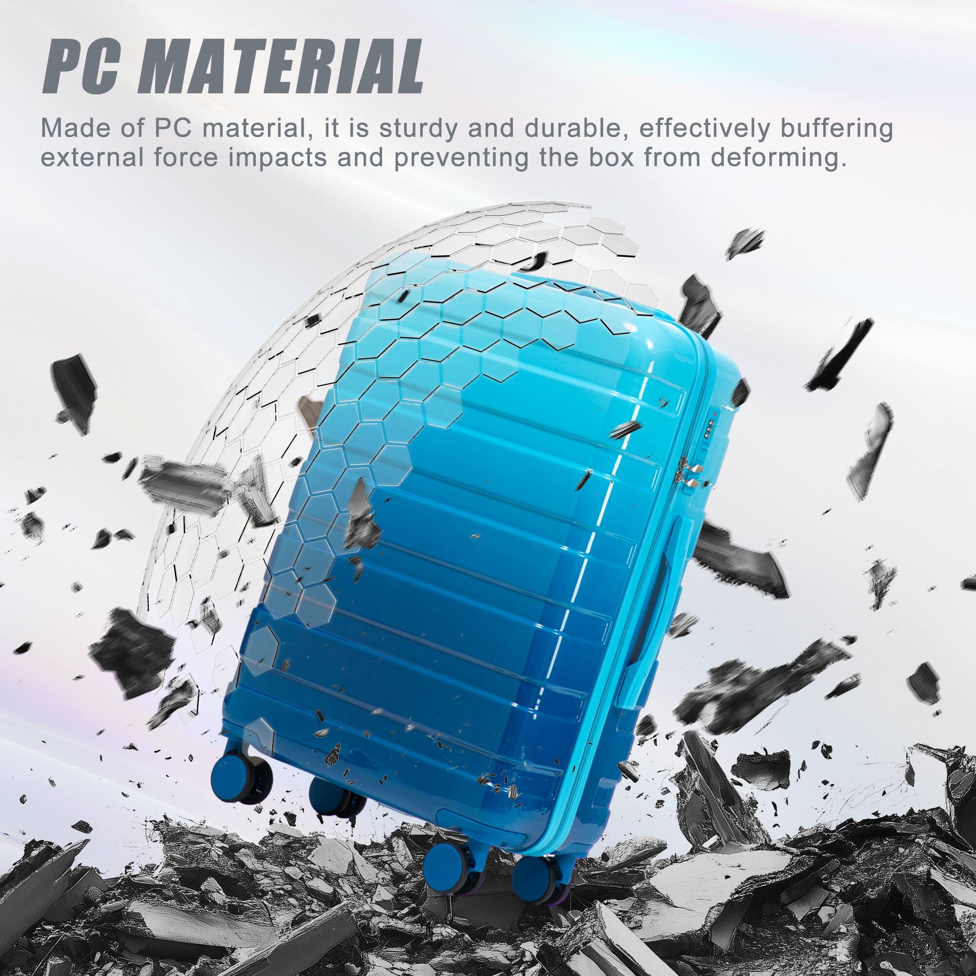 PC MATERIAL  
Made of PC material, it is sturdy and durable, effectively buffering external force impacts and preventing the box from deforming.