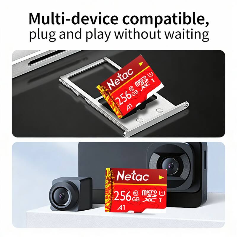 Multi-device compatible, plug and play without waiting  
Netac Micro SDXC I 256 GB A1