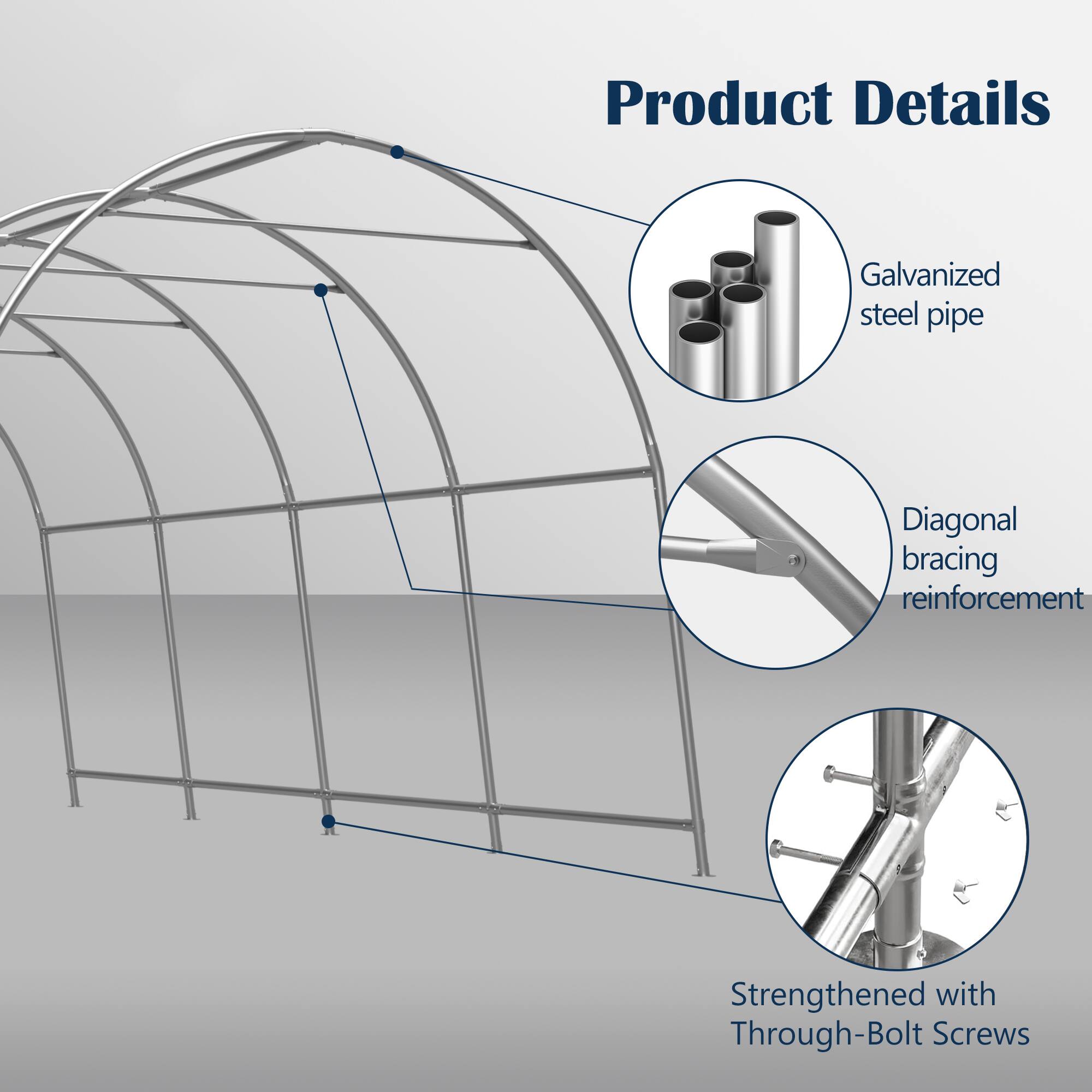 Product Details

- Galvanized steel pipe
- Diagonal bracing reinforcement
- Strengthened with Through-Bolt Screws
