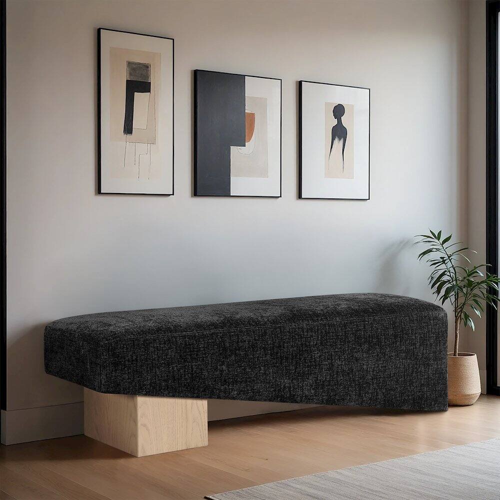 Alt View 1. Meridian Furniture - Alora Black Fabric Bench - Black.