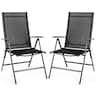Costway - Set of 2 Patio Folding Chair Recliner Adjustable - Black