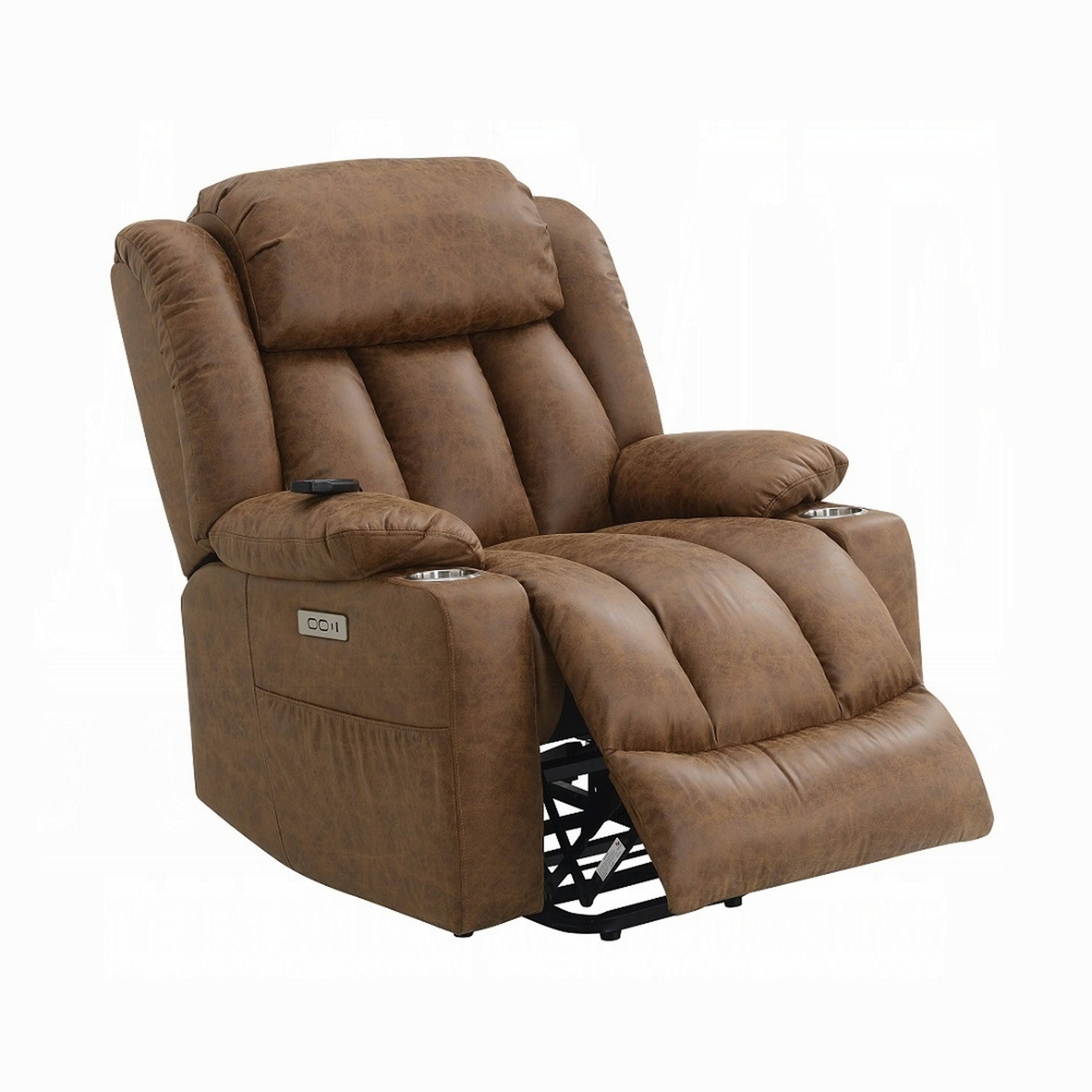 Alt View 2. Manhattan Lane - Mario Power Recliner Lift Chair, Heating Massage, Brown Faux Leather - Brown.