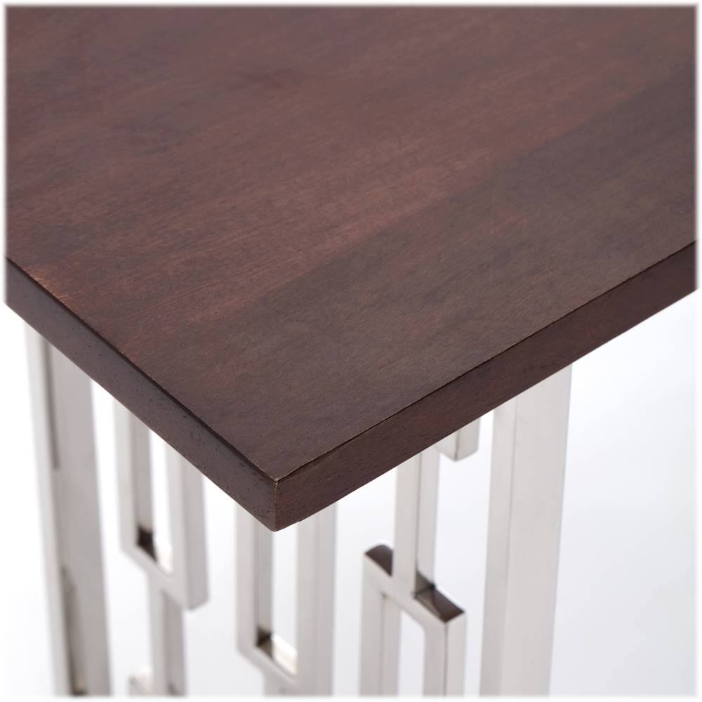 Alt View 14. Adore Decor - Lennox Rectangular Contemporary Wood and Metal Bench - Dark Walnut Brown.