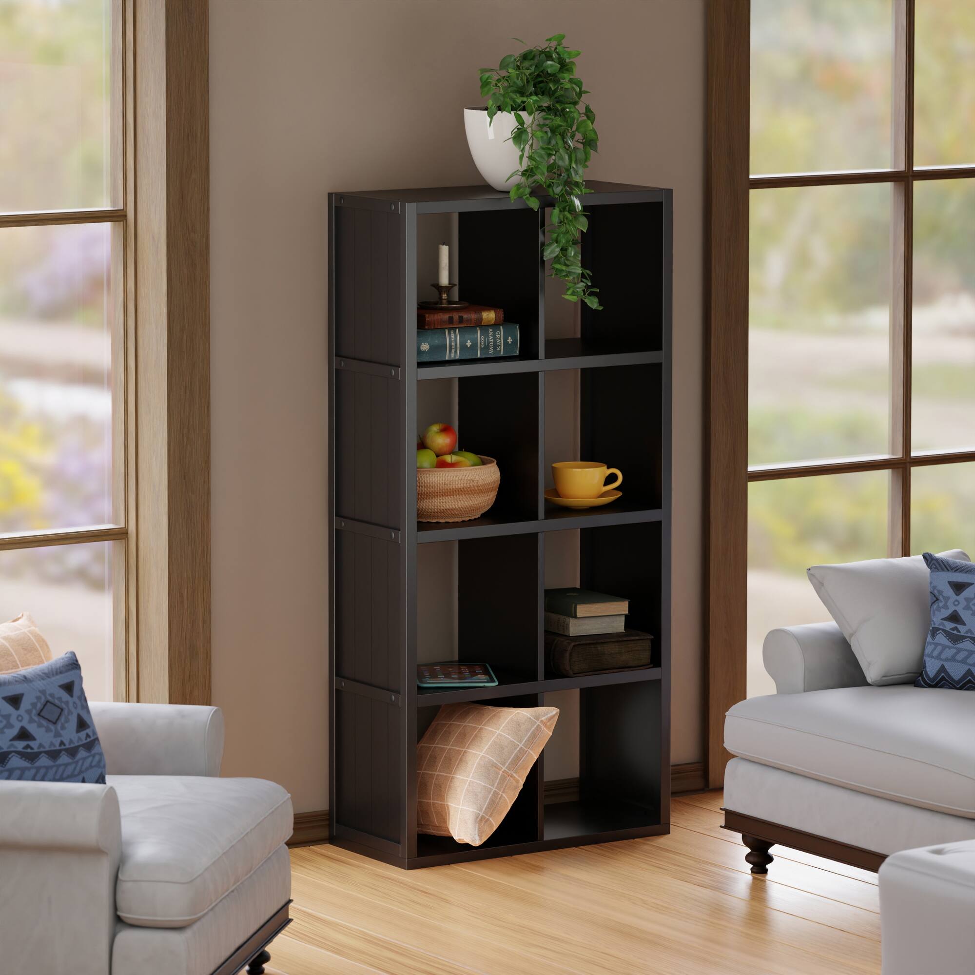 Alt View 8. Winsome Wood - Timothy 4x2 Storage Cube Shelf - Black.