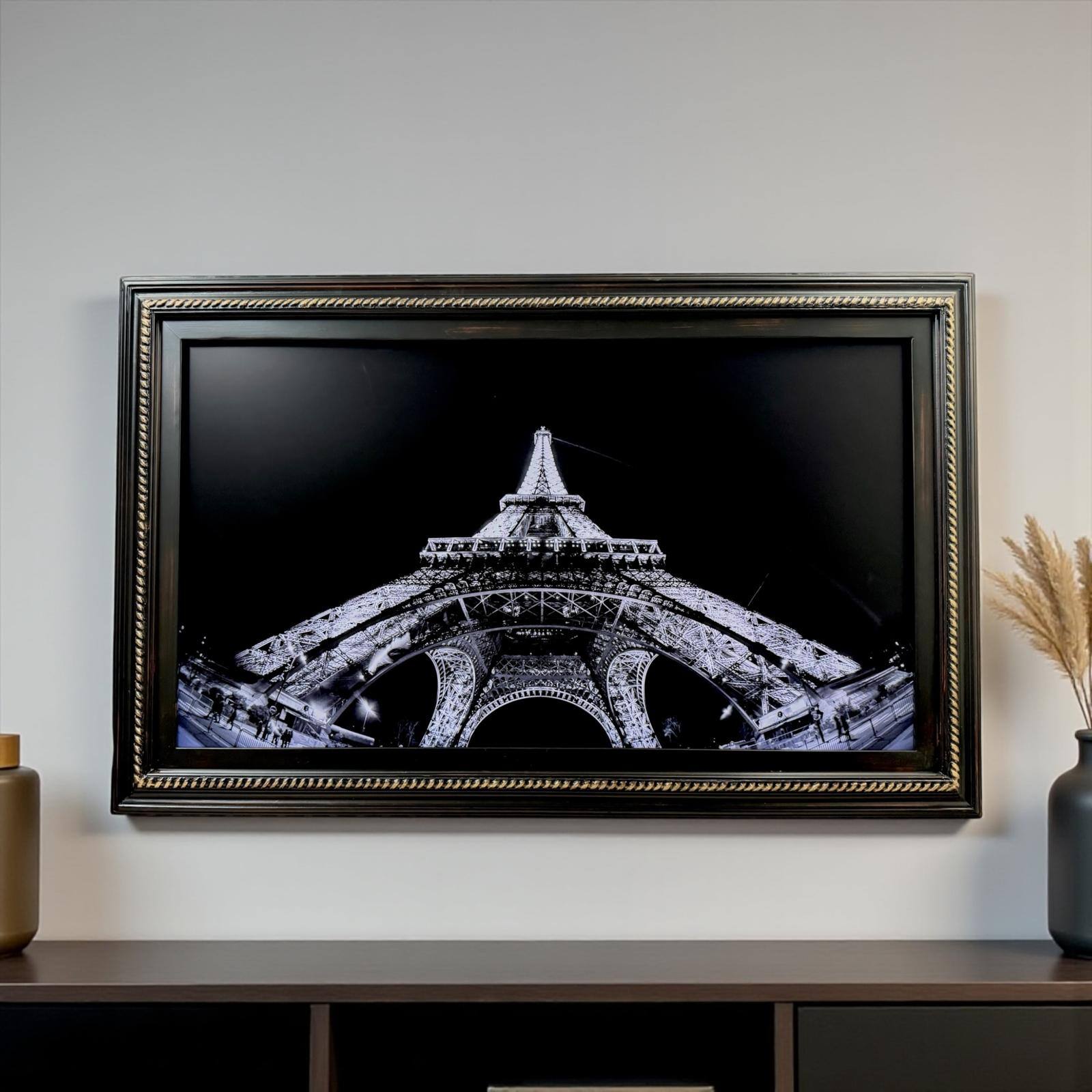 Alt View 9. LAREDO FRAME FACTORY - 32 inch Handmade Ornate Tv frame for Samsung The Frame tv and Frame Pro Model - DISTRESSED BLACK WITH GOLD.