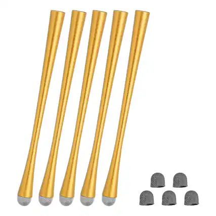 Front. Unique Bargains - 5pcs Slim Waist Stylus Pens 2 in 1 High Sensitivity Universal Pen Capacitive Stylus for Touch Screen Devices - Gold.