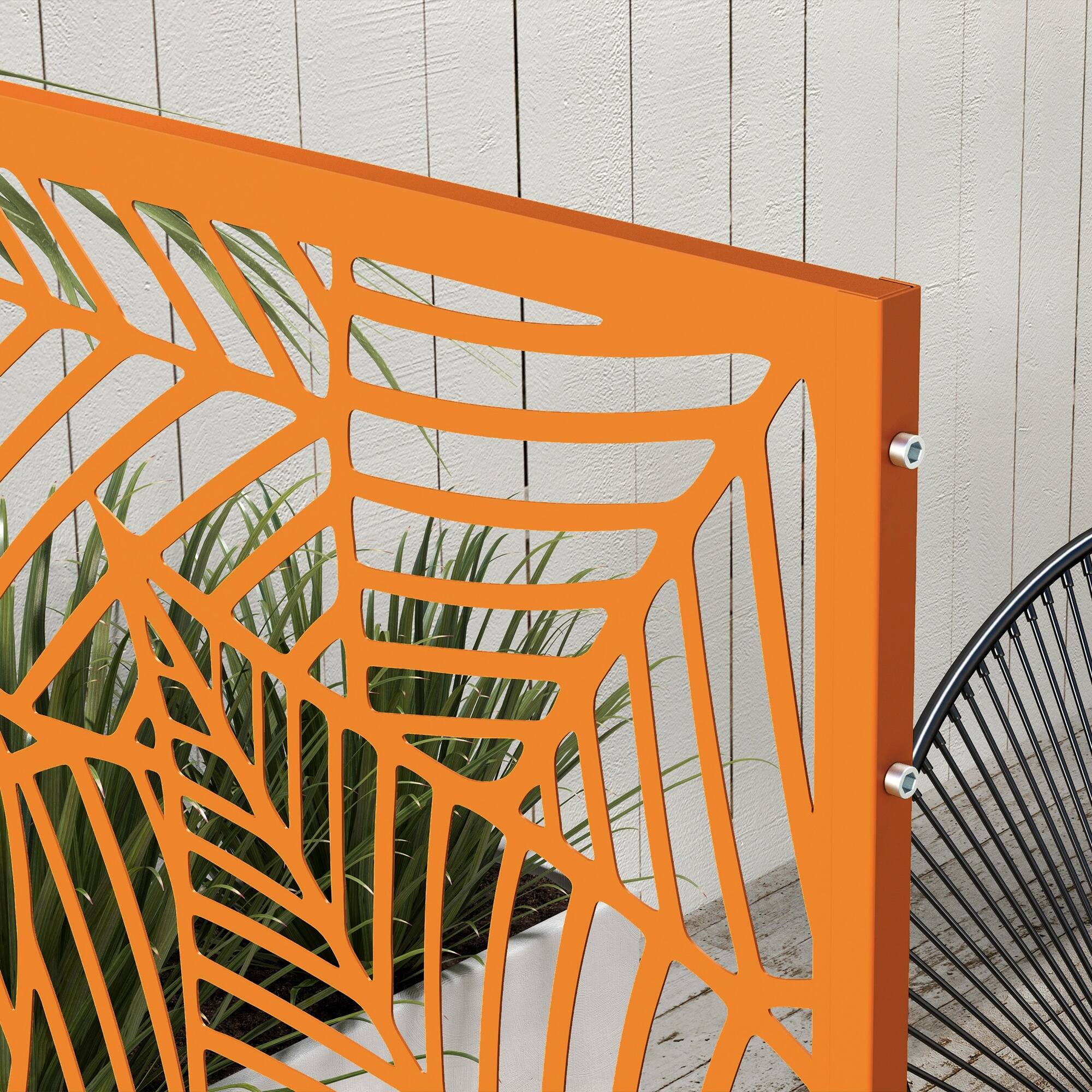 Alt View 7. Outsunny - Metal Outdoor Privacy Screen, Decorative Privacy Fence Screen, Outdoor Divider with Leaf Motif - Brown.