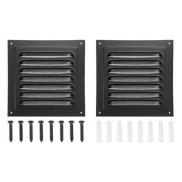 Unique Bargains - 6"x6" Aluminum Gable Vent, 2pcs Exterior Wall Outlet Square Soffit Vent HVAC Louver Air Grille with Built-in Screen - Black