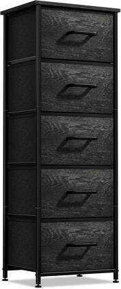 Sorbus - Nightstand with 5 Drawers, Tall Storage Dresser Tower Organizer for Bedroom, Hallway, Closet, College Dorm - Rustic Black