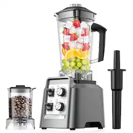 Teendow - 1800W High-Power Blender, 2-in-1 Blender & Grinder Combo with 68oz BPA-Free Jar for Smoothies & Ice Crushing - Silver