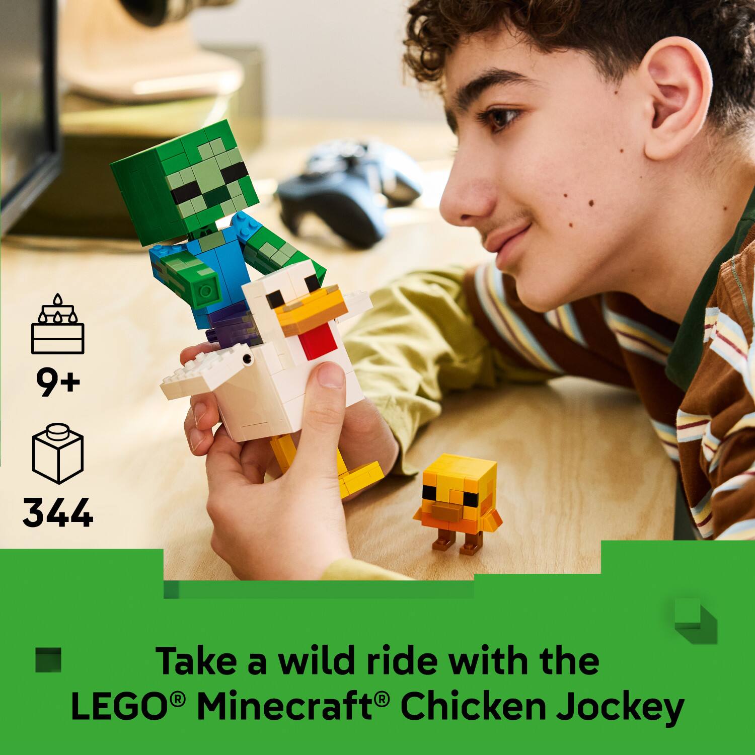 9+ 344 Take a wild ride with the LEGO Minecraft Chicken Jockey