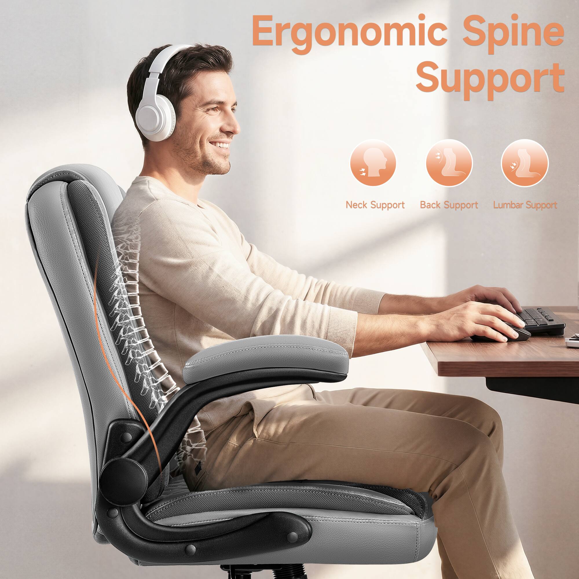 Ergonomic Spine Support  
Neck Support  
Back Support  
Lumbar Support