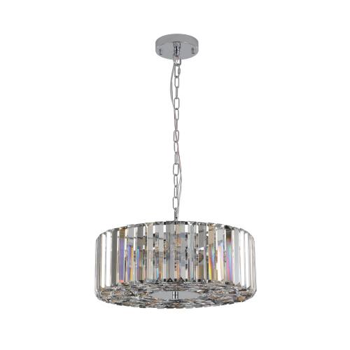 Alt View 6. LUCKY ONE - 17in Hanging Chrome Crystal Chandelier, 4-Light Modern Pendant for Dining Room Living Room Kitchen - Transparent.