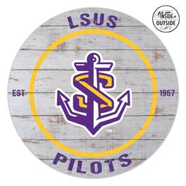 Jardine - LSU Shreveport Pilots 20'' x 20'' Indoor/Outdoor Weathered Circle Sign - White