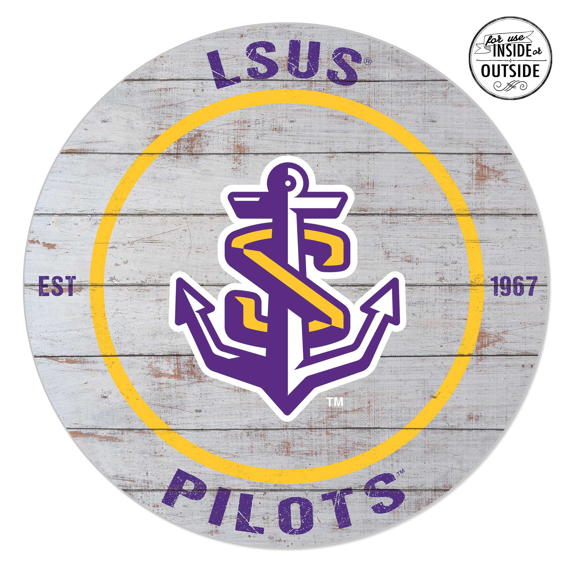 LSU Shreveport Pilots 20'' x 20'' Indoor/Outdoor Weathered Circle Sign