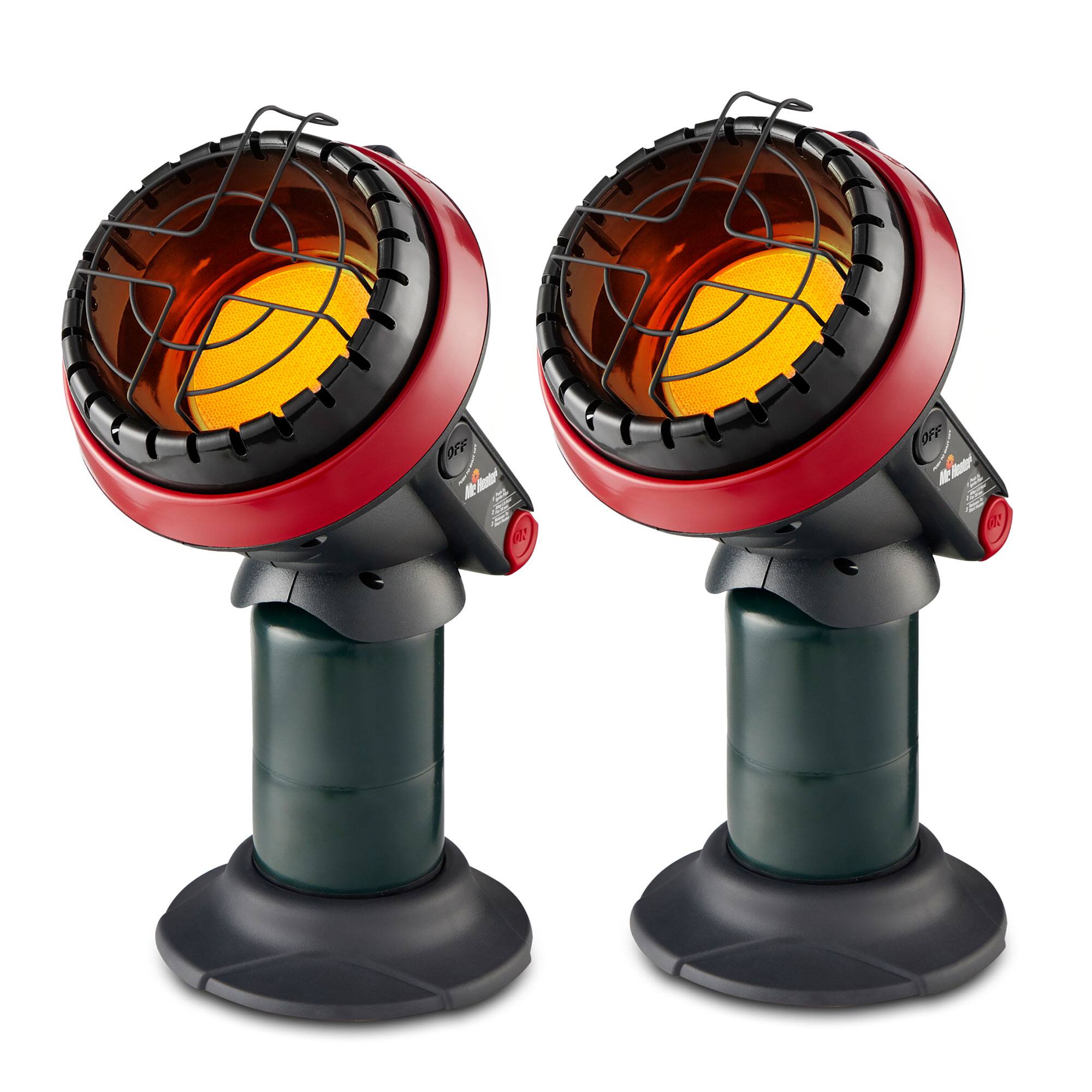 Front. Mr. Heater - Mr. Heater 3800 BTU Indoor/Outdoor Portable Little Buddy Propane Heater (2 Pack) - Red / Gray.