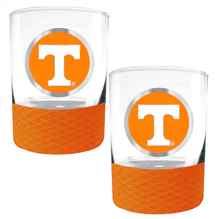 Front. Great American Products - Tennessee Volunteers 2-Pack 14oz. Rocks Glass Set with Silcone Grip - Orange.