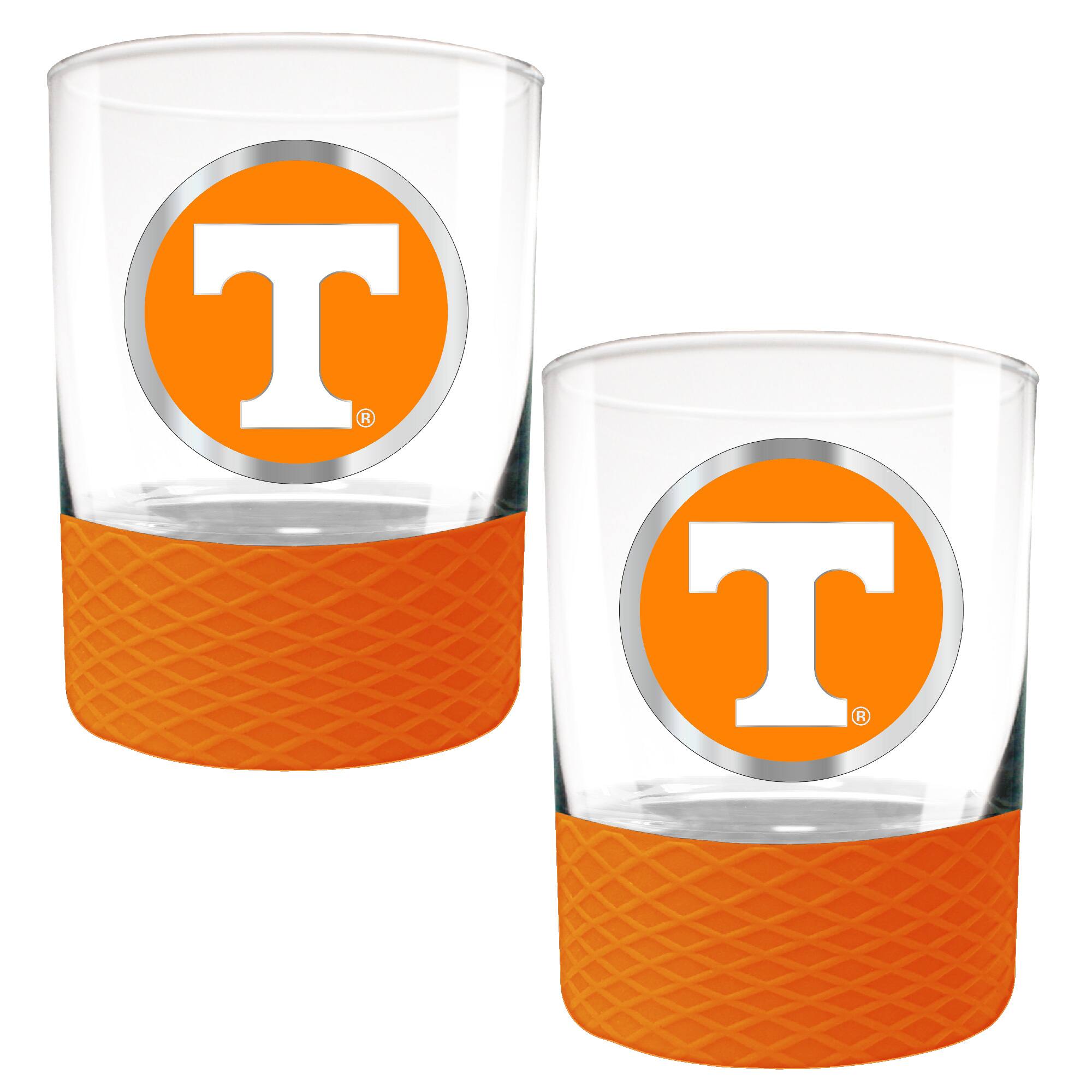 Front. Great American Products - Tennessee Volunteers 2-Pack 14oz. Rocks Glass Set with Silcone Grip - Orange.