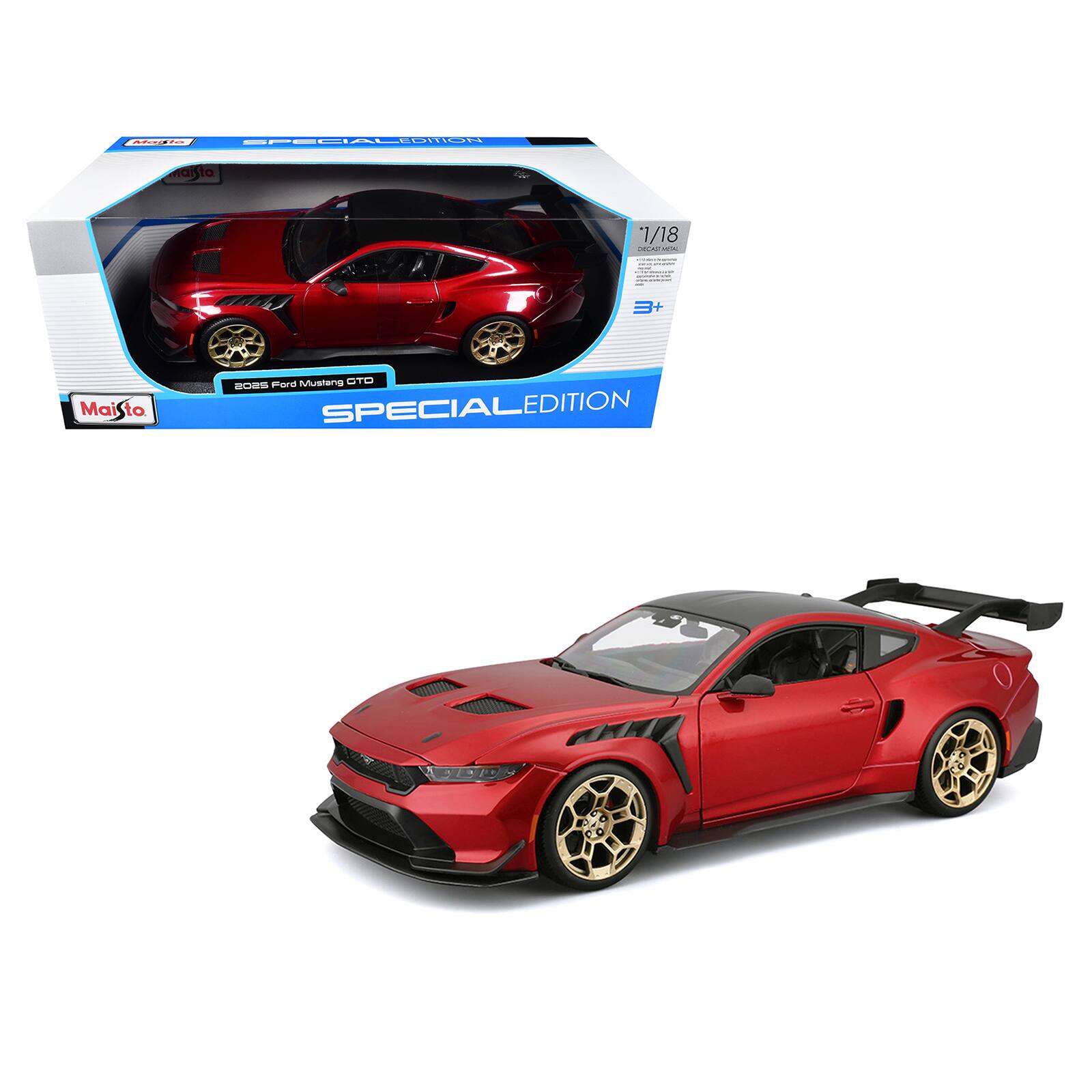 "2025 Ford Mustang GTD Red Metallic with Black Top ""Special Edition"" Series 1/18 Diecast Model Car by Maisto" price history on PriceWatchPro