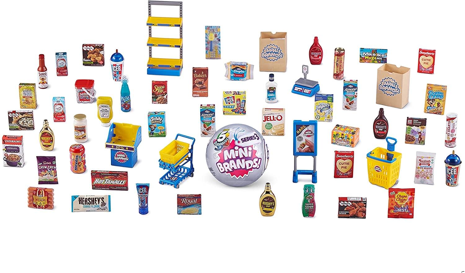 Sure, here is the corrected and grouped text from the image:

**Mini Brands!**
- 50% Mini Brands
- Mini Brands!
- Mini Brands!

**Candy and Snacks**
- Hershey's Cookies 'n' Creme
- Hershey's
- Hershey's Chocolate Syrup
- Hershey's Chocolate Sauce
- Hershey's Hot Tamales
- Hershey's Chocolate
- Sweetarts Cutie Pie
- Sweetarts Sour Hearts
- Sweetarts
- Chew Crew
- Chew Crew
- Mike & Ike Mocha Mix
- Mike & Ike
- Almond Joy
- Almond Joy
- Jell-O
- Jell-O
- Zatarain's
- Zatarain's
- Teddy Grahams
- Teddy Grahams
- Chupa Chups
- Chupa Chups
- Sweetarts Cutie Pie
- Sweetarts Sour Hearts
- Sweetarts
- Sweetarts
- Sweetarts
- Sweetarts
- Sweetarts
- Sweetarts
- Sweetarts
- Sweetarts
- Sweetarts
- Sweetarts
- Sweetarts
- Sweetarts
- Sweetarts
- Sweetarts
- Sweetarts
- Sweet