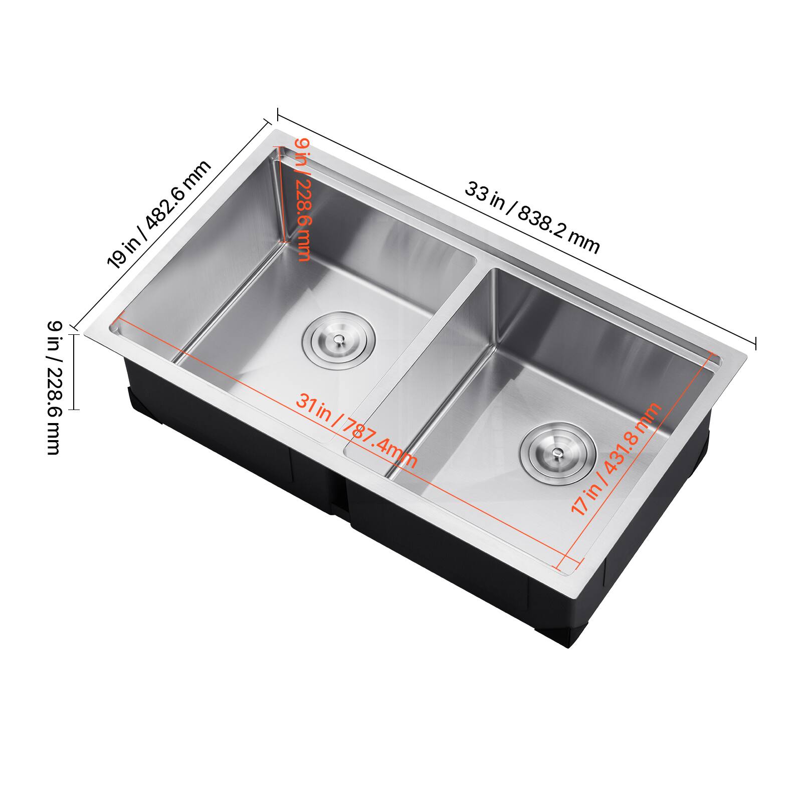 19 in / 482.6 mm
9 in / 228.6 mm
33 in / 838.2 mm
9 in / 228.6 mm
31 in / 787.4 mm
17 in / 431.8 mm
