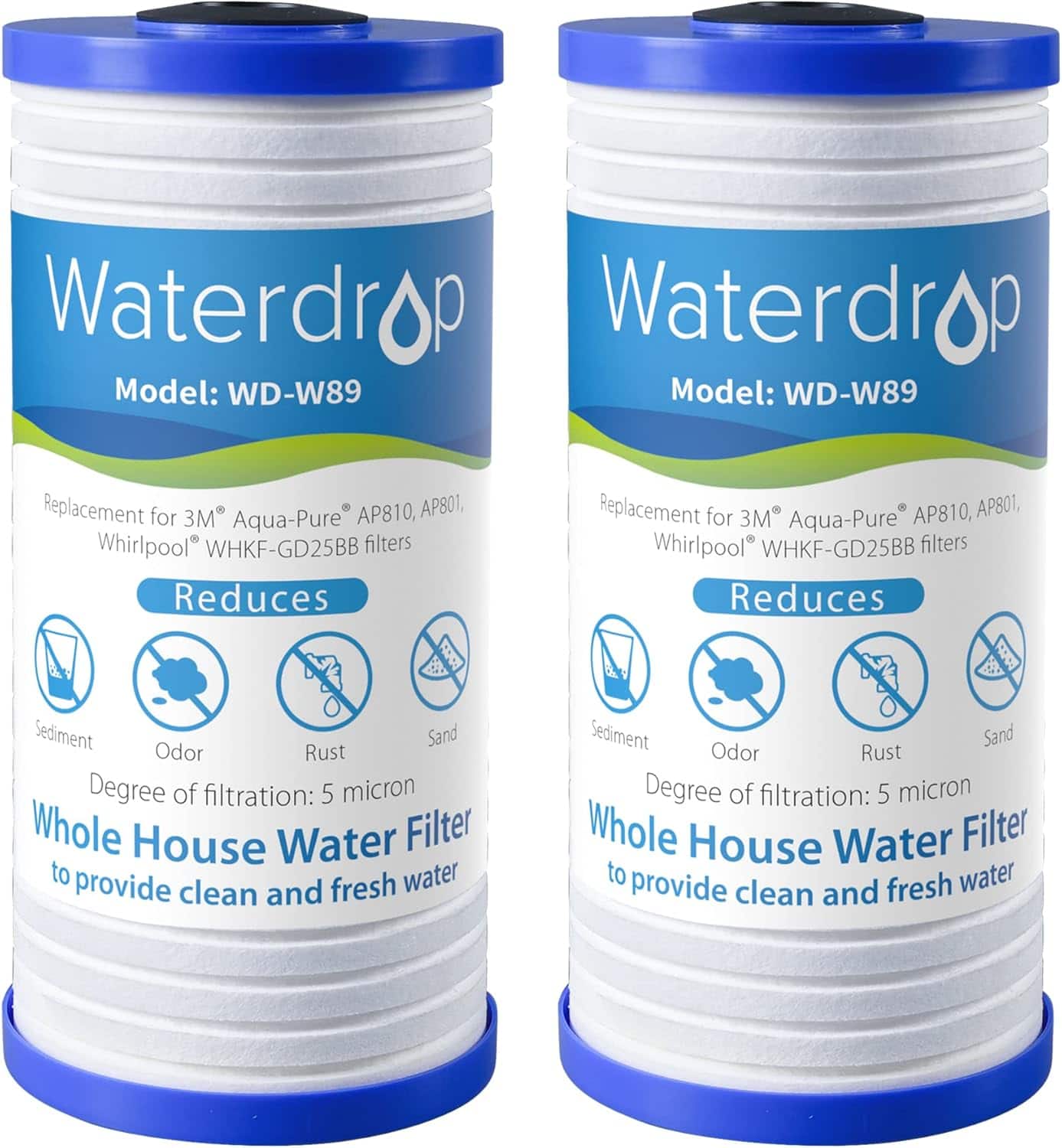Waterdrop - AP810 Whole House Water Filter, Replacement for 3M® Aqua-Pure® AP810, AP801, AP811, Whirlpool® WHKF-GD25BB - White