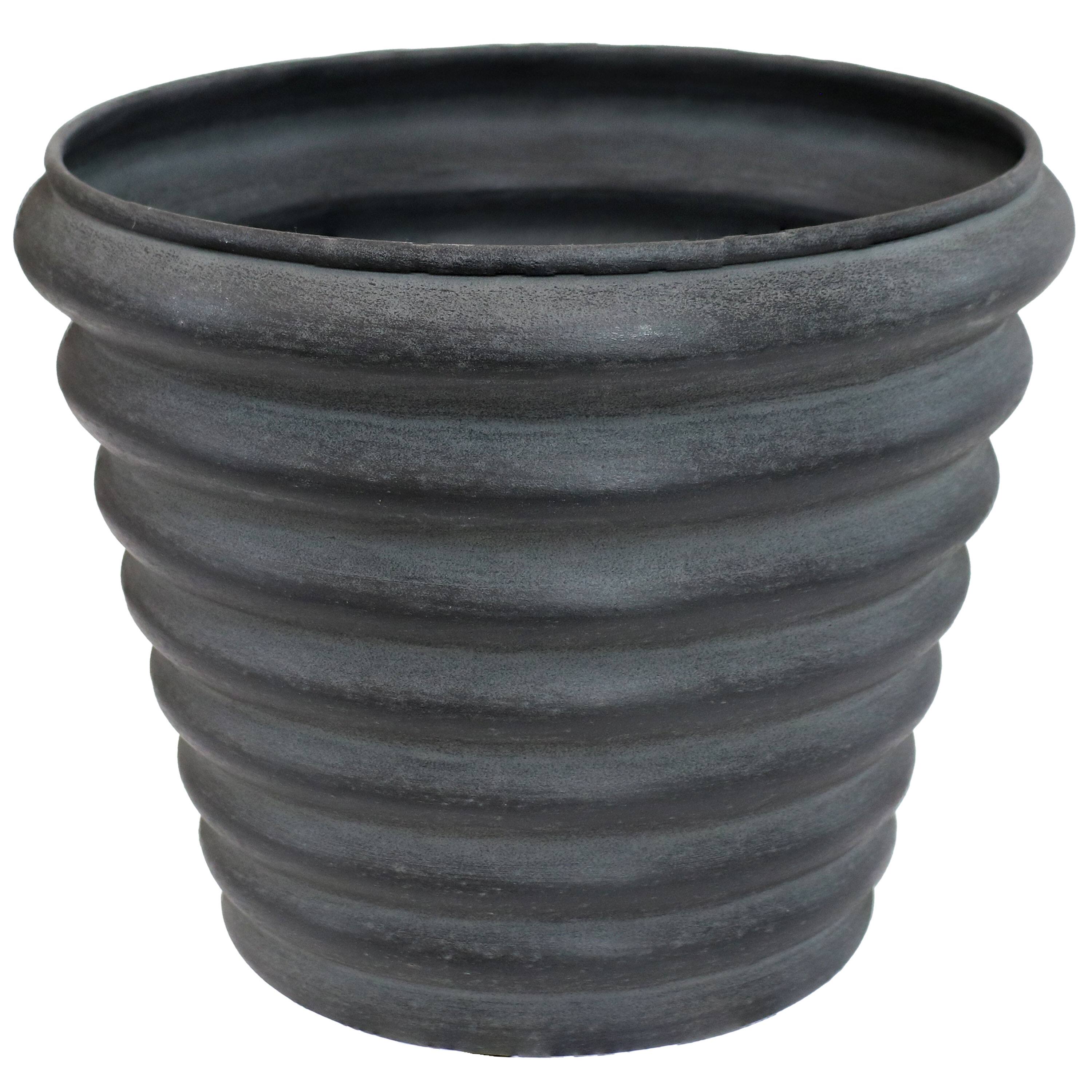 Alt View 5. Sunnydaze - Molly Metal Planter - 12.5 in - Set of 2 - Matte Gray.