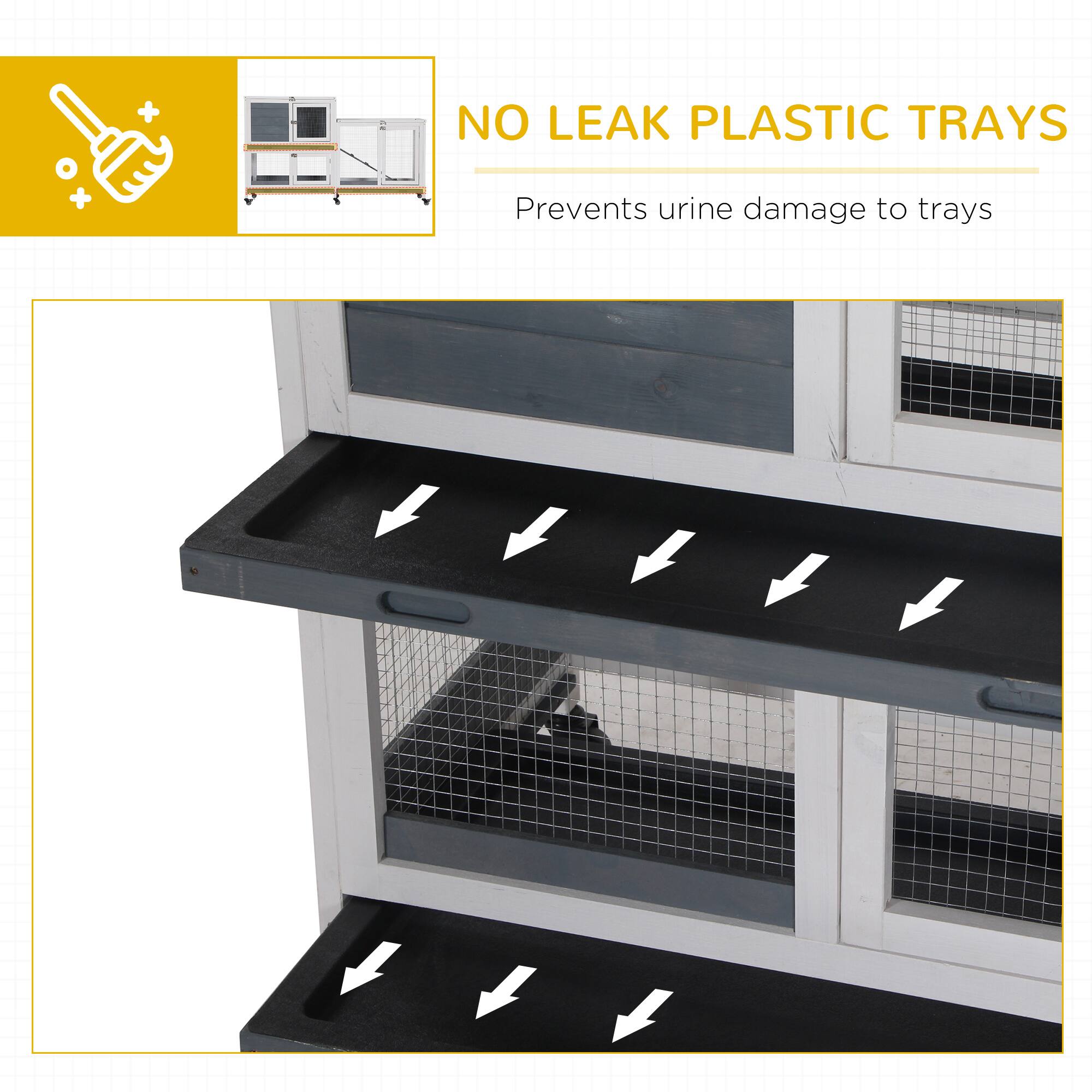 NO LEAK PLASTIC TRAYS  
Prevents urine damage to trays