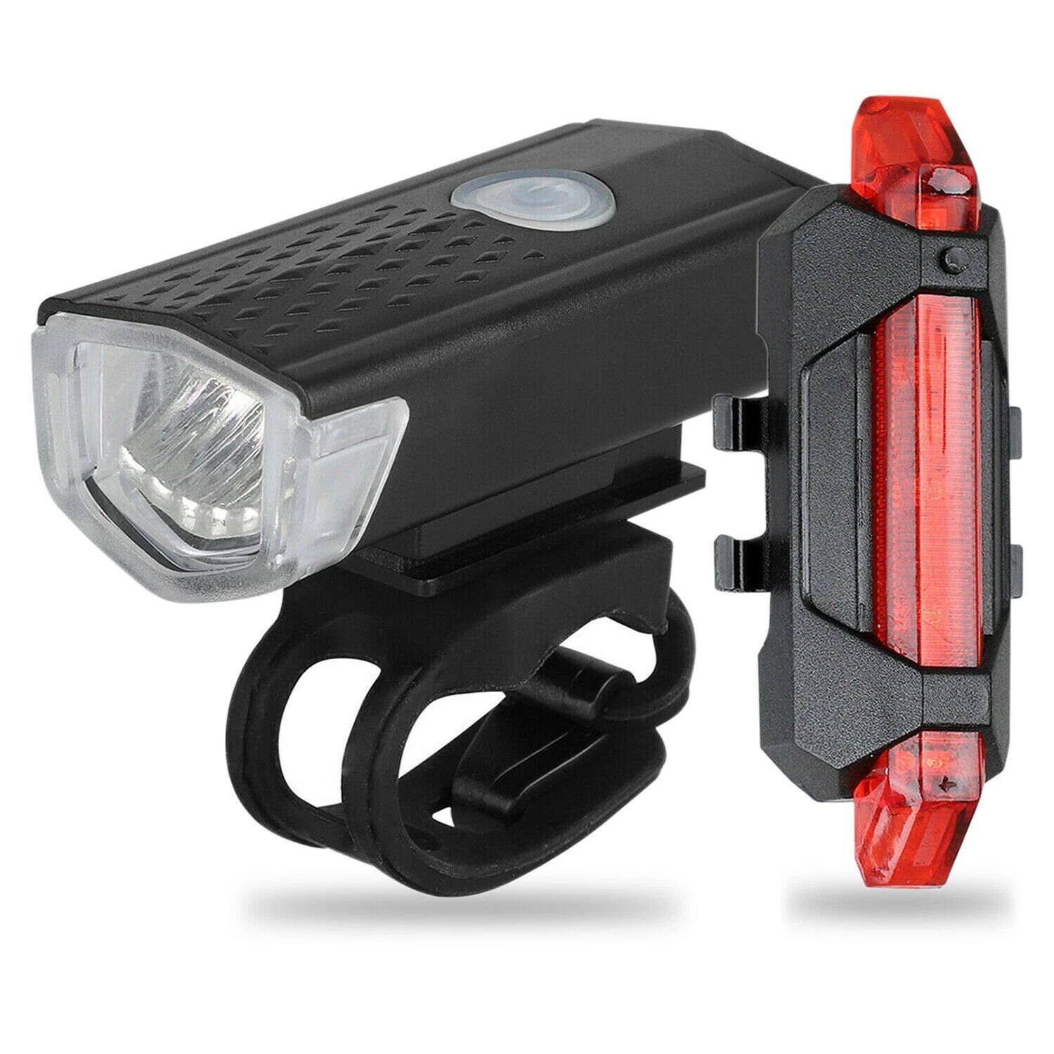Angle. Home Collection - USB Rechargeable LED Bicycle Headlight & Rear Lamp Set for Front and Rear Cycling Safety - Black.