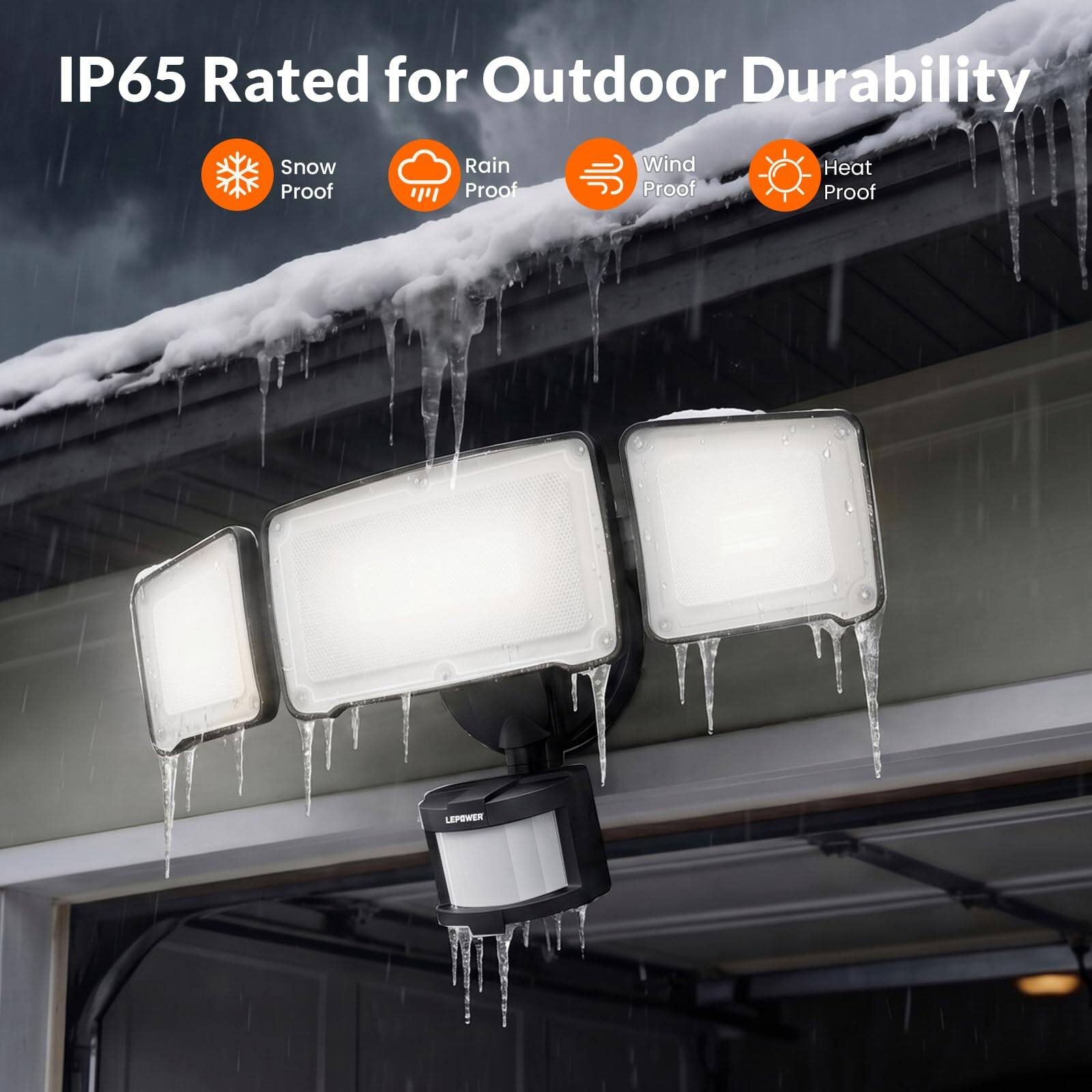 IP65 Rated for Outdoor Durability  
Snow Proof  
Rain Proof  
Wind Proof  
Heat Proof
