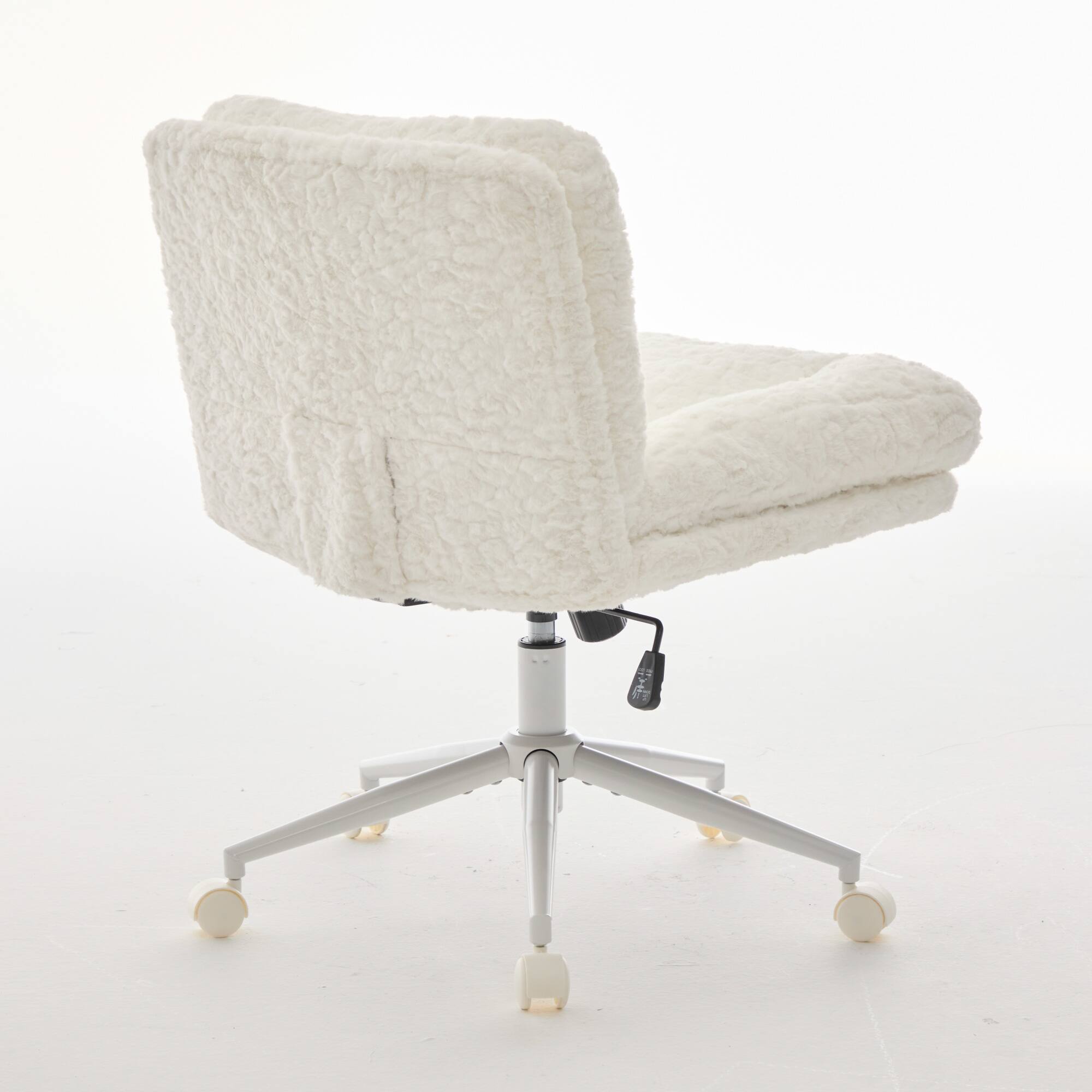 Alt View 3. GOODSILO - Extra Wide Plush Faux Fur Office Chair with Adjustable Height and 360-Degree Swivel for Home Workspace - Cream.