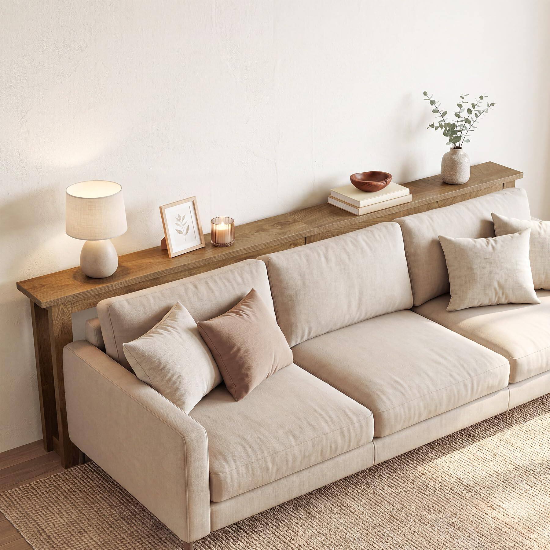 Alt View 5. Tribesigns - Extra Long Sofa Console Table, 94.5" Narrow Behind Couch Table - Brown.