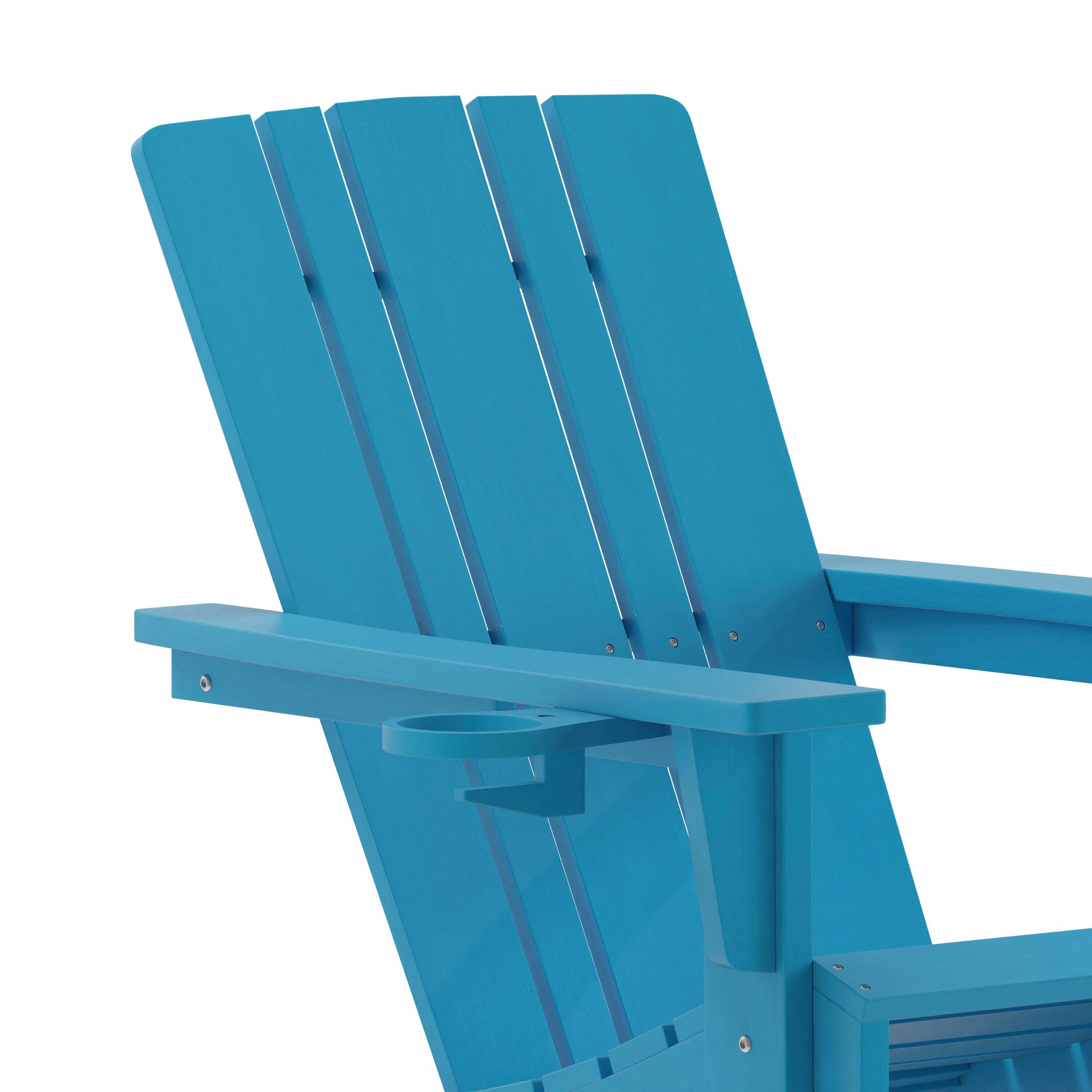 Alt View 10. Emma + Oliver - Haley Set of 2 Adirondack Chairs with Cup Holders, Weather Resistant HDPE Adirondack Chairs - Blue.