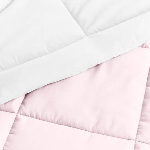 Left. Hivvago - Full/Queen 3-Piece Microfiber Reversible Comforter Set in Blush Pink and White - Blush Pink and White.