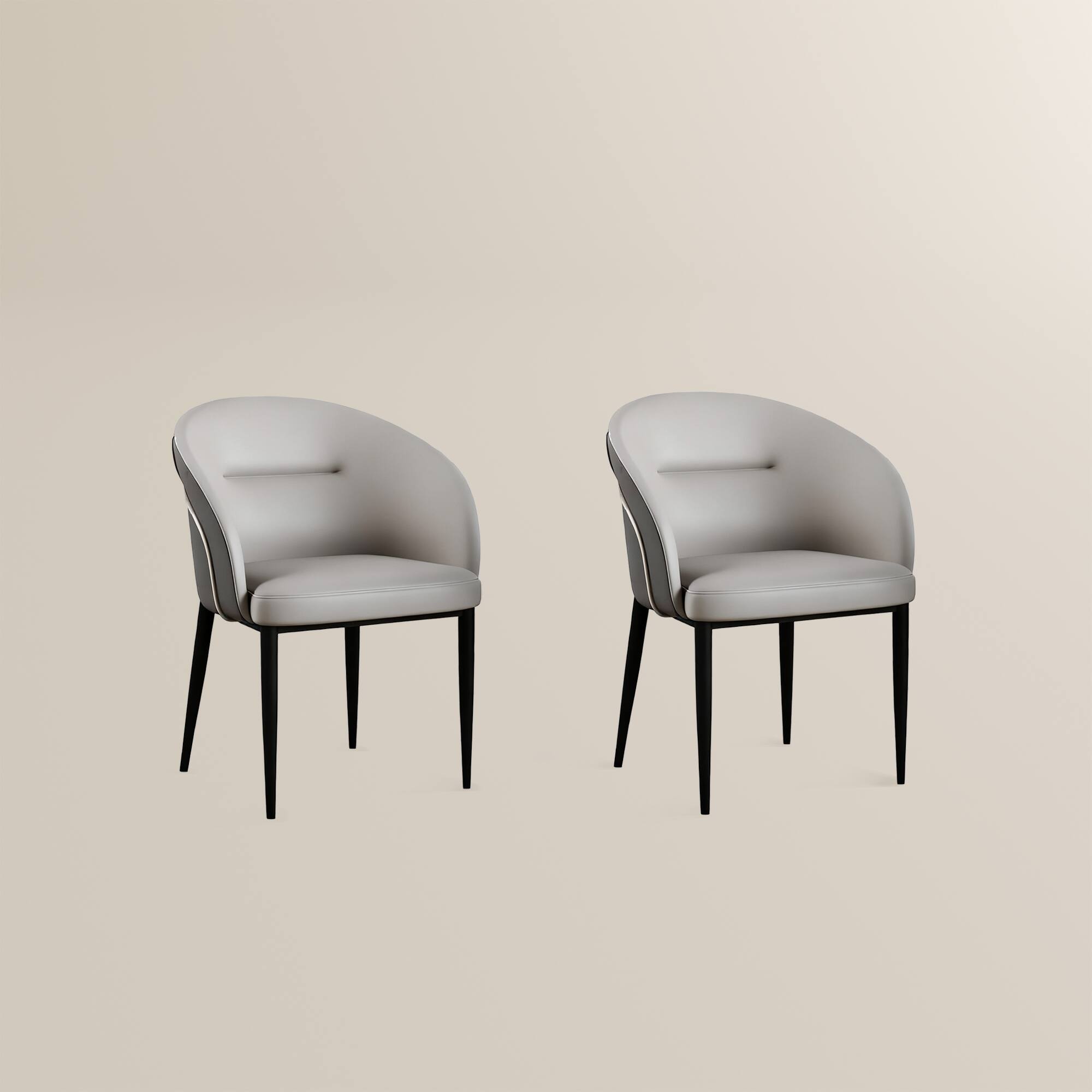 Alt View 6. POVISON - Modern Upholstered Dining Chairs Set of 2, Faux Leather Barrel Chairs, Gray & Light Gray - Light Gray & Gray.