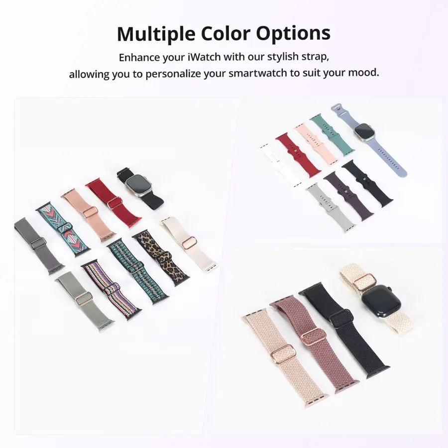 Multiple Color Options: Enhance your iWatch with our stylish strap, allowing you to personalize your smartwatch to suit your mood.