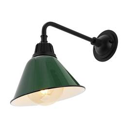 Jonathan Y - Croydon 9.63" 1-Light Farmhouse Industrial Indoor/Outdoor Iron LED Gooseneck Arm Outdoor Sconce, Green - Green/Black