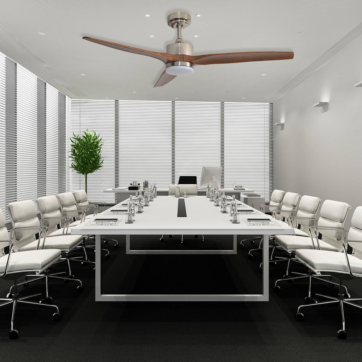 Alt View 7. ENLIGHT - 52" Smart DC Ceiling Fan, CCT & Dimmable Light, Efficient + Quiet DC Motor, Reverse Mode, Matter, 3-Blade, Indoor Rated - Mahogany Woodgrain.