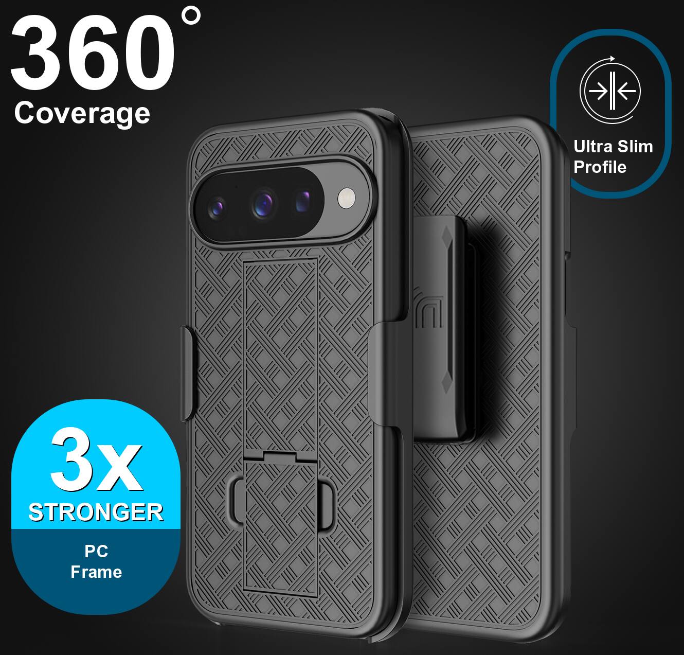 360° Coverage  
Ultra Slim Profile  
3x STRONGER PC Frame