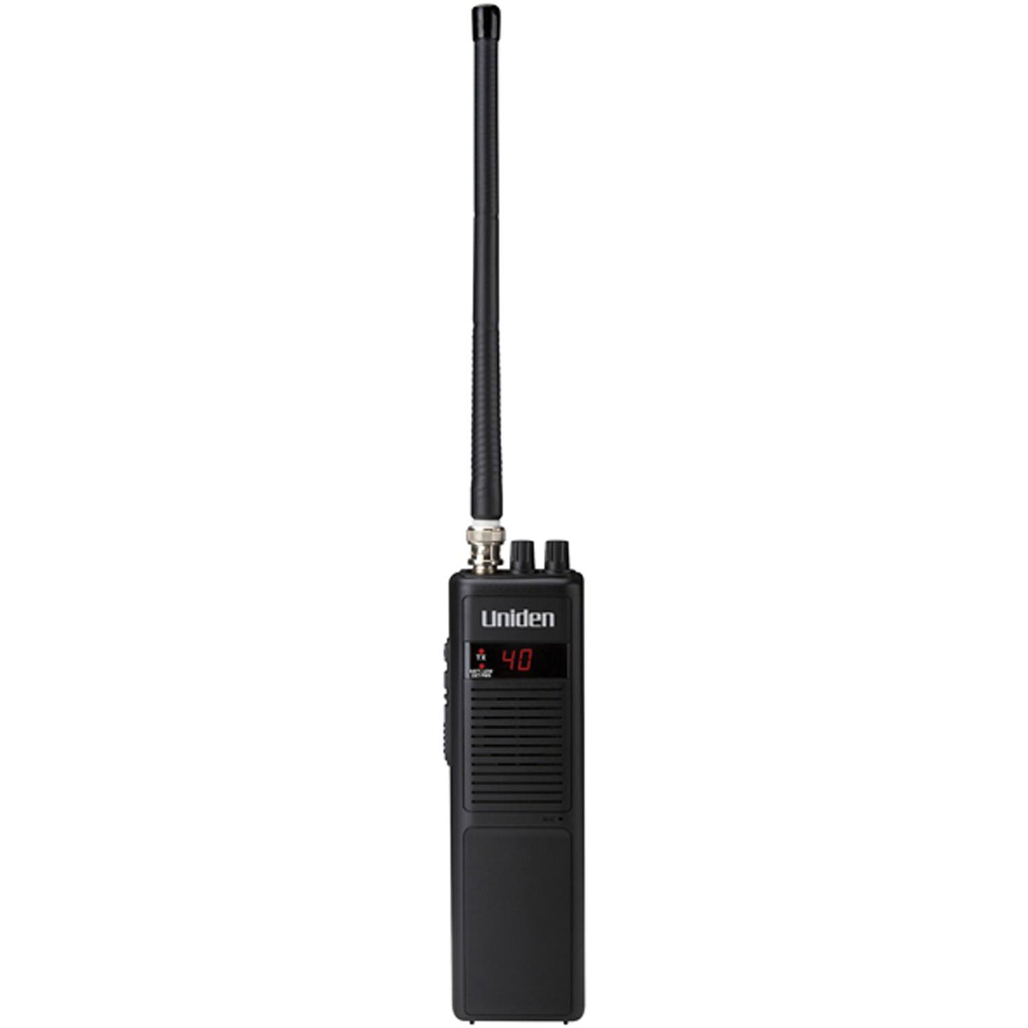 Angle. Uniden - Uniden Pro401hh Pro Series 40-channel Handheld Cb Radio With Whip Antenna, Black, Pro401hh - Black.