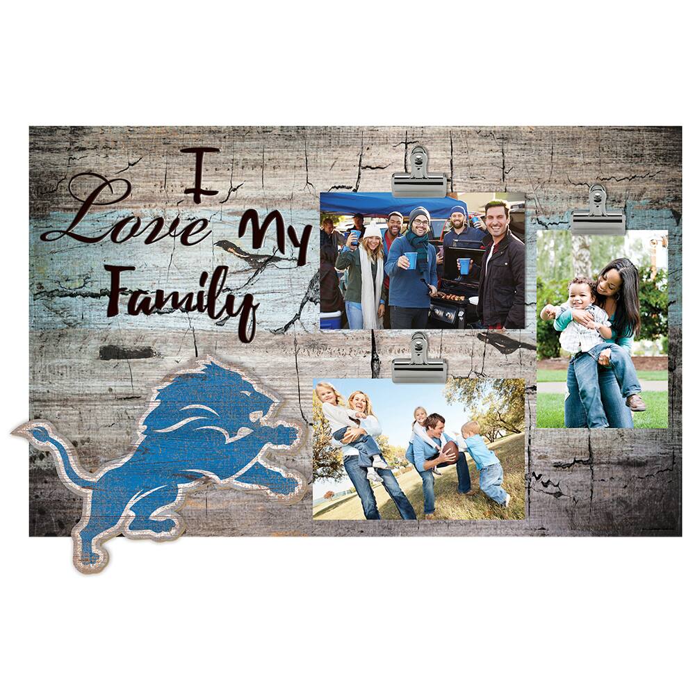 Detroit Lions 11" x 19" I Love My Family Clip Photo Frame