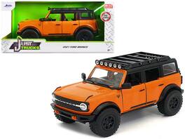 2021 Ford Bronco Stripes and Roof Rack "Just Trucks" Series 1/24 Diecast Model Car by Jada - Orange With Black