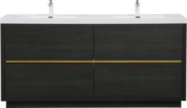 Boyel Living - 72In Freestanding Bathroom Vanity Double Sinks Stone Resin Countertop Soft Close Drawers - Espresso